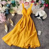 Sexy Party Dress Women Solid A-line Backless Summer Dress Sleeveless High Waist Elegant Long Dresses Beach Vestidos P551