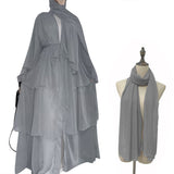Zjkrl - Chiffon Open Abaya Dubai Turkey Kaftan Muslim Cardigan Abayas Dresses For Women Casual Robe Kimono Femme Caftan Islam Clothing