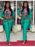 Zjkrl - African 2 Colors New Fashion Suit (Dress and Trousers)  Suit African For Lady