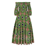 Zjkrl African National Print Party Dress Women Casual Sexy Slash-neck Lady Maxi Dress New Vintage Long-sleeved Loose Elegant Dress