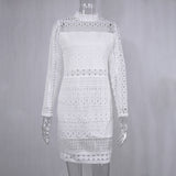 Zjkrl Sexy White Lace Stitching Hollow Out Party Dresses Elegant Women Short Mini Summer Casual Dresses Clothes For Women