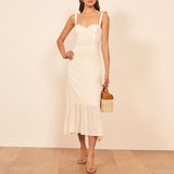 Zjkrl - Dresses For Women 2023 Elegant Vintage Floral Dress Frill Sweetheart Neck Sleeveless Strap Tie Ruffle Hem Summer Beach Dress