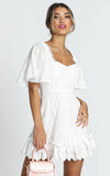 Zjkrl - Fancy A Spritz Square Neck Mini Dress in White Embroidery