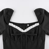 Zjkrl Patchwork Slim Ball Gown A-Line Dress Vintage Quare Collar Long Sleeve Mini Dresses For Women Elegant Fashion Lady