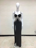 Zjkrl Sexy Spaghetti Tassel Diamond Tight Dress Maxi Club Luxury Bodycon Dress Backless High Slit Dress Celebrity Evening Party Dress