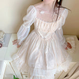 Zjkrl Lolita Kawaii Dress Women Casual Long Sleeve Vintage Y2k Mini Dress Female Japanese Style One Piece Dress Korean Autumn