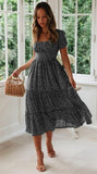 Vestidos Vintage Vintage Print Puff Sleeve summer Beach sweet dresses Casual Square collar floral maxi long dress 2022 festa