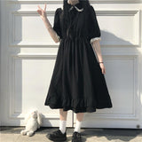 Oversize Dress Women Lace Cute Summer Simple Solid Leisure Korean Style Sweet Ladies Fashion  All-match Preppy Comfortable Loose