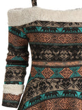 Vintage Elegant Dress Women Aesthetic Cold Shoulder Tribal Print High Low Dress Vestidos Party Dresses