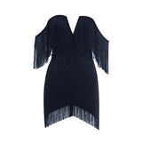 Party Dresses For Women Outfits Women Fashion Tassel Bandage Dress Sexy V Neck Off Shoulder Bodycon Nightclub Celebrity Female Party Mini Dresses