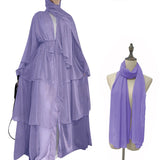 Zjkrl - Chiffon Open Abaya Dubai Turkey Kaftan Muslim Cardigan Abayas Dresses For Women Casual Robe Kimono Femme Caftan Islam Clothing