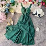 Sexy Party Dress Women Solid A-line Backless Summer Dress Sleeveless High Waist Elegant Long Dresses Beach Vestidos P551