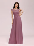 Zjkrl - Elegant Evening Dresses O-Neck Sleeveless A-LINE Lace Floor-Length Gown 2023 Ever pretty of Burgundy Simple Prom Dress Women