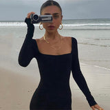 Long Sleeve Backless Bodycon Jumpsuits One Piece Sexy Club Outfits For Women Autumn Ribbed Black Jumpsuit Women New