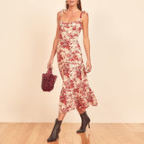 Zjkrl - Dresses For Women 2023 Elegant Vintage Floral Dress Frill Sweetheart Neck Sleeveless Strap Tie Ruffle Hem Summer Beach Dress
