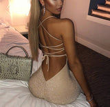 Zjkrl - Articat Long Backless Maxi Dress Women Spaghetti Strap High Split Bodycon Bandage Summer Dress Elegant Slim Party Dress Vestidos