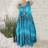 Zjkrl - Fashion Elegant Summer Sleeveless Floral Printed Women Draped Dress 5XL Plus Size Bohemain Femme Dress Casual Loose Beach Dress