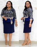 Zjkrl African Women's Fashion Dress Ladies Big Size Two Pieces Set for Women