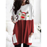 Zjkrl - Christmas Printing Long Shirt Dress