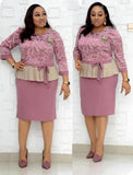 Zjkrl African Women's Fashion Dress Ladies Big Size Two Pieces Set for Women