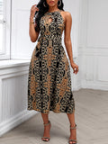 Zjkrl Women Fashion Clubwear Elegant Sexy Dress Club  Sleeveless Baroque Print Sleeveless Midi Dress
