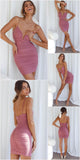Spaghetti Strap Ruched Dress Women 2023 Spring Sexy Slim Elegant Clubwear Solid Sleeveless Backless Sheath Dress Female