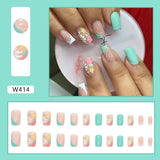 Zjkrl - French False Nail Tips Set Half Cover Press on Nails with Adhesive Tabs and Nail File Acrylic Fake Nails for Females