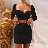 Women's Crop Top Blouse Shirt Basic Streetwear Sexy Khaki White Casual Plain Ruched Square Neck