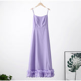 Zjkrl - Elegant Curved Hem Dress Women Midi Fashion Floral Large Swing Slip Female A-line Dresses 2023 Summer Backless Party Lady Robe