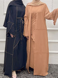 Zjkrl 3 Piece Abaya Dubai Islam Turkey Bangladesh Muslim Sets Hijab Modest Dress Kaftans For Women Robe Femme Ensembles Musulmans