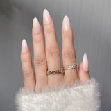 Zjkrl - 24Pcs Detachable Almond False Nails with Pearl Decoration Elegant Designs French Fake Nails Full Nail Art Tips Press On Nails