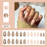 Zjkrl - 24pcs False Nails Tips with Glitter Design Press on Stick-on Nail Tips for Women and Girls