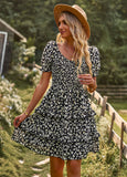 Zjkrl - Fashion Ladies Short Sleeve Casual Beach Dresses For Women 2023 Floral Casual Mini Summer Boho Woman Dress Elegant Clothes Robe