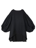 Zjkrl - Fashion Solid Color Dress Women's Autumn 2023 New Round Neck Loose Batwing Sleeve Knee-length Dresses Female