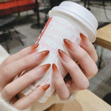 Zjkrl - 24PCS/box Mid-length  stiletto nail tips Gradients wear full cover paragraph fashion Manicure patch false fingernails for girls