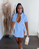 Zjkrl Women Single Breasted Turn-down Neck Shirt Style A-line Bodycon Long Sleeve Dress New
