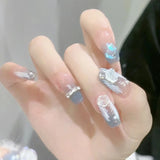 Zjkrl - 24pcs Ballet False Nail Full Cover Fake Nail Butterfly Love Nails Tip French Coffin Nails Press on Nails