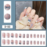 Zjkrl - 24Pcs/Set Press On Fake Nails Green Wearing Reusable False Nails Art Girls Ballerina Coffin Nail With Glue Full Cover Artificial