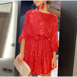 Zjkrl Women Solid Sexy Sequins Mini Dress Female Fashion Long Sleeve Clothes Lady Elegant Evening Party Club Festival Dress
