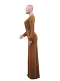 Zjkrl - Elegant Evening Dresses Long Patry Gown Sexy Deep V Long Sleeve Mermaid Bodycon Split Maxi Robe Femme