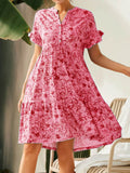 Zjkrl - Fashion V Neck Button Print Summer Loose Dress For Women Elegant Office Casual Dresses Women&#39;s Beach Vacation Vestidos 2023