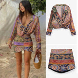 Zjkrl - floral printed dress women long sleeve bodycon dress V-neck sexy ladies party dress chic dress spring summer dress