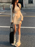 Zjkrl - Autumn Sweater Knitted Suits Female Elegant 2 Piece Dress Korean Fashion Even Party Y2k Mini Dress Office Lady Short Skirts