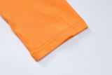 Orange Summer Mini Dress Women Sexy Hollow Out Irregular Bodycon Dress Fashion Long Sleeve Club Party Vacation Beach Outfit 2023