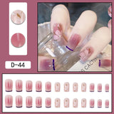 Zjkrl - 24Pcs/Set Press On Fake Nails Green Wearing Reusable False Nails Art Girls Ballerina Coffin Nail With Glue Full Cover Artificial