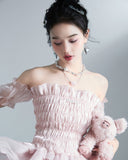 Zjkrl Summer Lace Sweet Dress Women Designer Ruffle Flounce Cute Mini Dress Female Korean Fashion Elastic Skinny Sexy Party Dress 2023