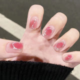 Zjkrl - 24Pcs/Box Gradient Color Artifical Press On Nails With Glue Long Coffin Fake Nails Lovely Girls Nail Art Ballerina False Nails