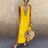 Zjkrl - 2023 Spring Fashion Women's Long White Dress V-neck Sleeveless Casual Dresses Female Summer Loose Beach Bohemian Clothes Ladies