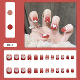 Zjkrl - 24Pcs/Set Press On Fake Nails Green Wearing Reusable False Nails Art Girls Ballerina Coffin Nail With Glue Full Cover Artificial