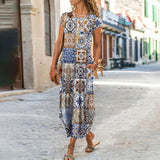 Zjkrl - Elegant Women Maxi Dress 2023 Summer O Neck Short Sleeve Sundress Office Lady Party Dress Female Print A-Line Long Dress Vestido